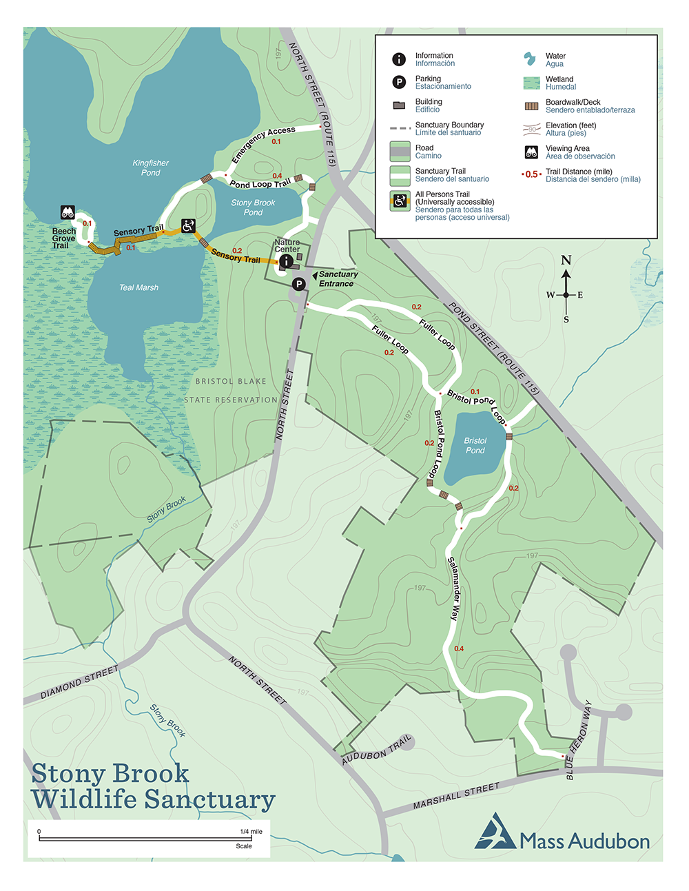 Stony Brook Wildlife Sanctuary trail map in full color