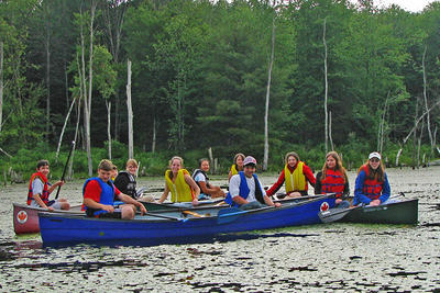 Group of people canoeing at Wachusett Meadow
