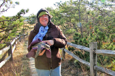 Volunteer Heather Pilchard rescues a Kemp’s Ridley on Great Island