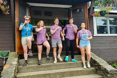CITs outside the dining hall at Wildwood