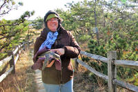 Wellfleet Bay volunteer Heather Pilchard rescuing a cold-stunned Kempy's Ridley on Great Island 