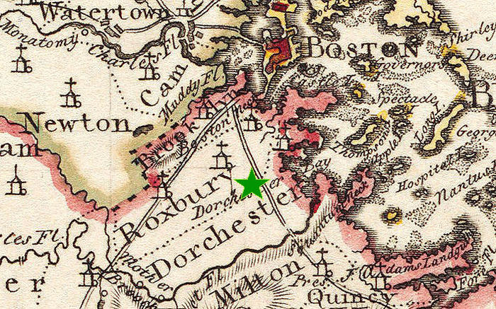 1797 Roxbury, Dorchester, and Boston map