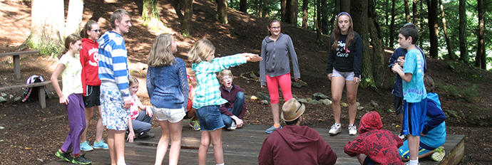 A camper group at Wildwood playing a game.