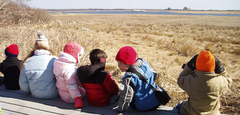 Kids at a program at Allens Pond Wildlife Sanctuary