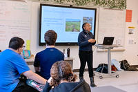Mass Audubon's Dr. Danielle Perry shares environmental career opportunities in a Fall River high school classroom