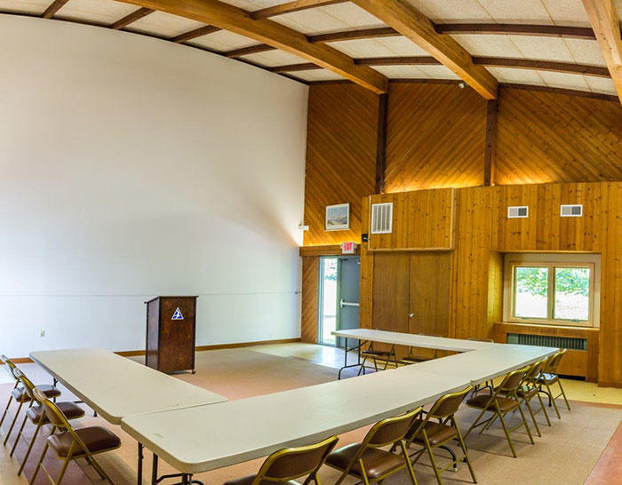 Auditorium at Arcadia Wildlife Sanctuary with tables