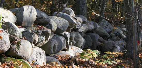 Stone wall at Attleboro Springs