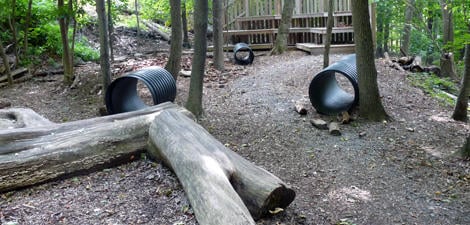 Nature play area at Broad Meadow Brook Wildlife Sanctuary