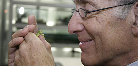Dr. Eric Chivian with tree frog