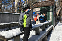 A few Fern & Feather preschoolers enjoying the snow while wearing face masks