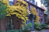 Exterior of Habitat's main building in fall