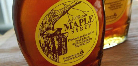 Bottled maple syrup from Ipswich River