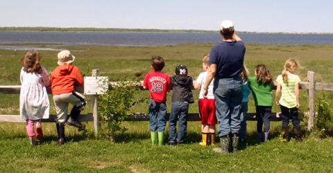 group looking at the marsh Joppa Flats