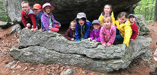 Preschoolers in Wachusett Meadow's "Nature Adventures" program