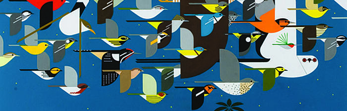 "Mystery of the Missing Migrants", Charley Harper, acrylic on board, 1992.