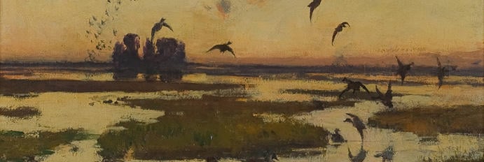 The Duck Marsh by Frank W. Benson, oil on canvas, 1921. Mass Audubon Collection, gift of Agnes S. Bristol, 1972.