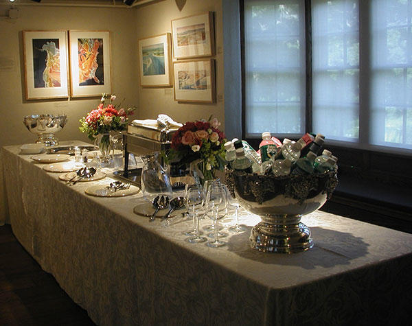 Serving table in the gallery