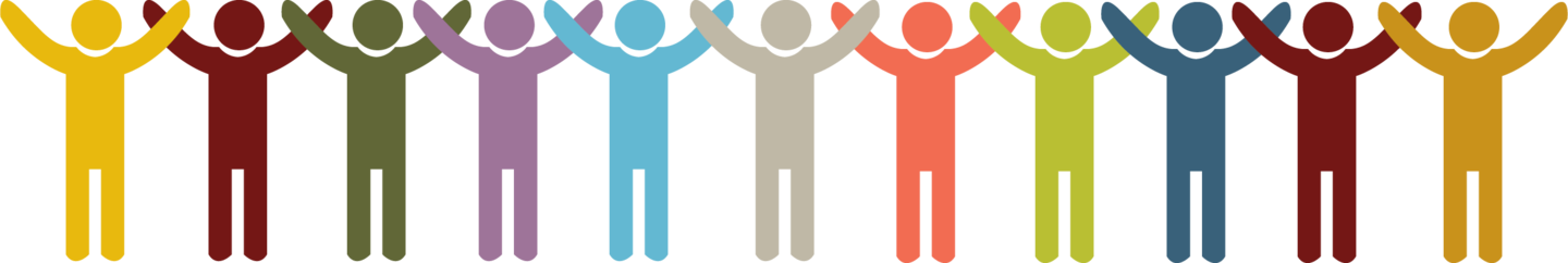 Multicolored silhouettes of people