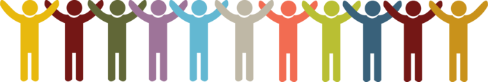 Multicolored silhouettes of people