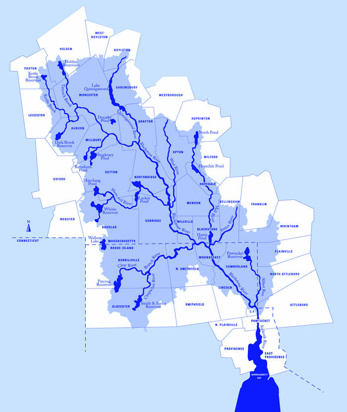 Blackstone River watershed map