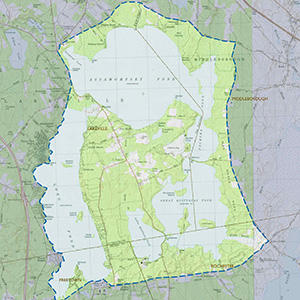 Map for Assawompsett Ponds Complex IBA site