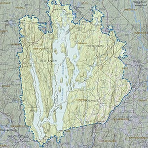 Map of the Quabbin Reservoir Watershed IBA site.