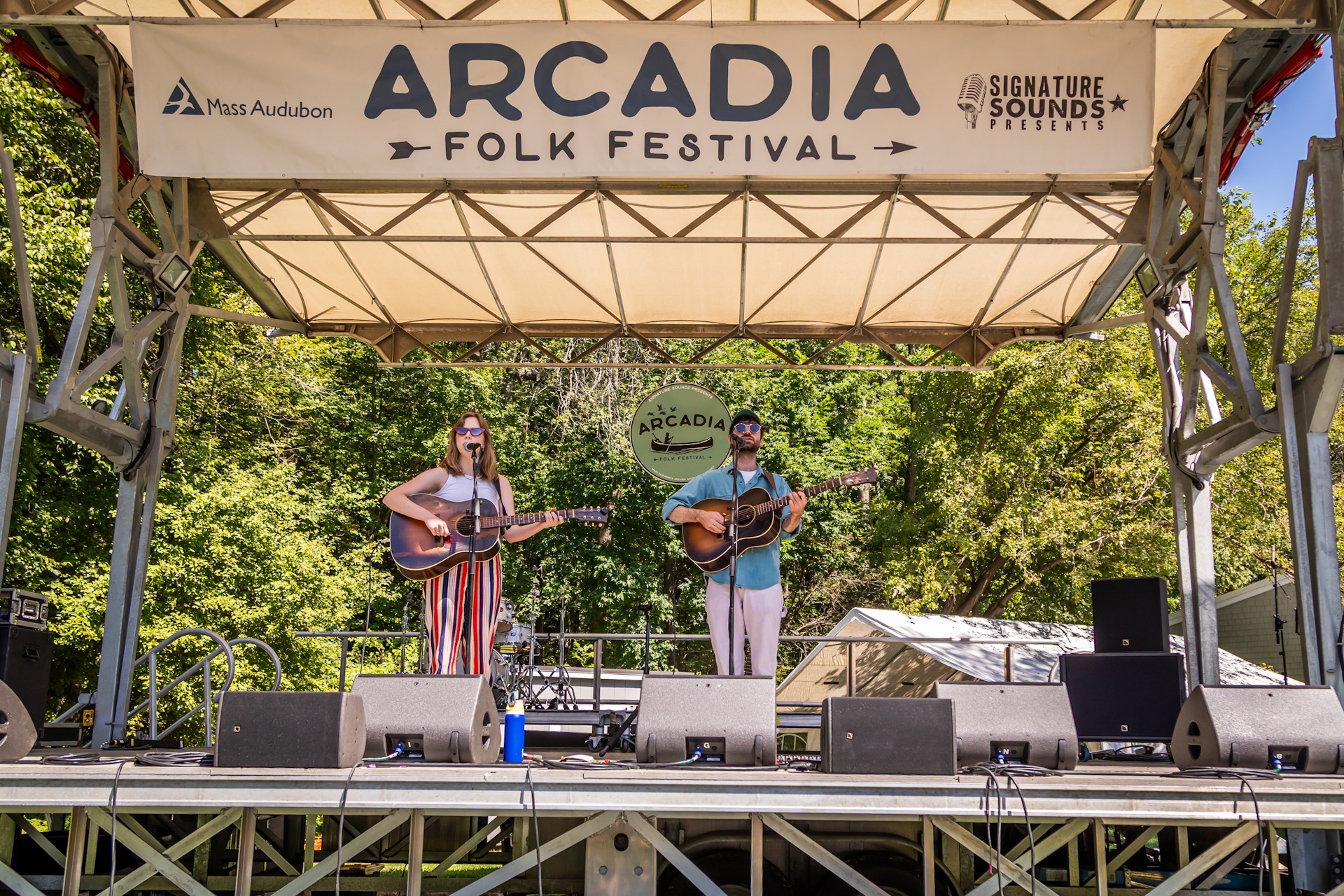 Performers on stage at Arcadia Folk Festival