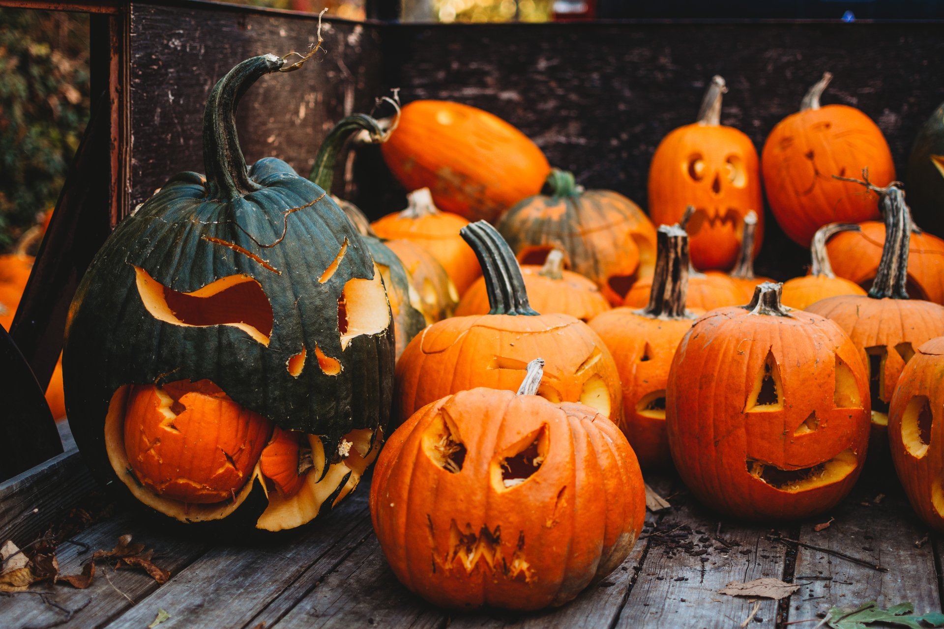 Many jack-o-lanterns