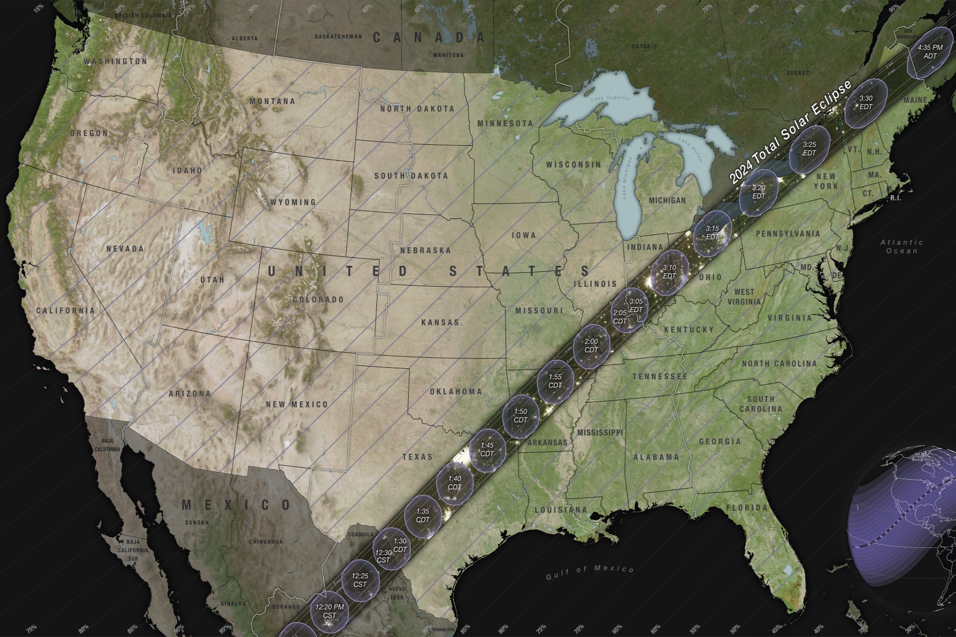 Map of solar eclipse totality