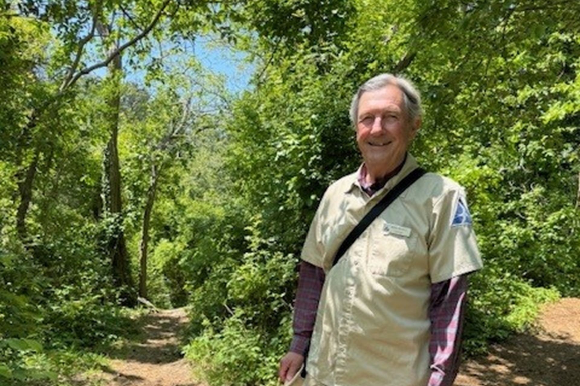 Wellfleet Bay volunteer Warren Mumford on a trail