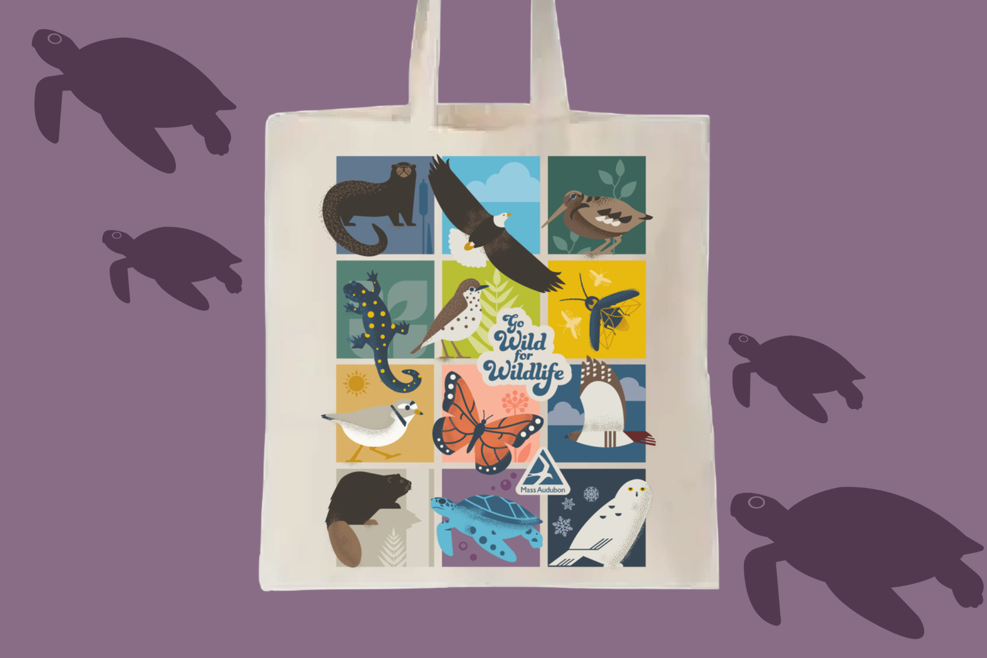 go wild tote with sea turtle design