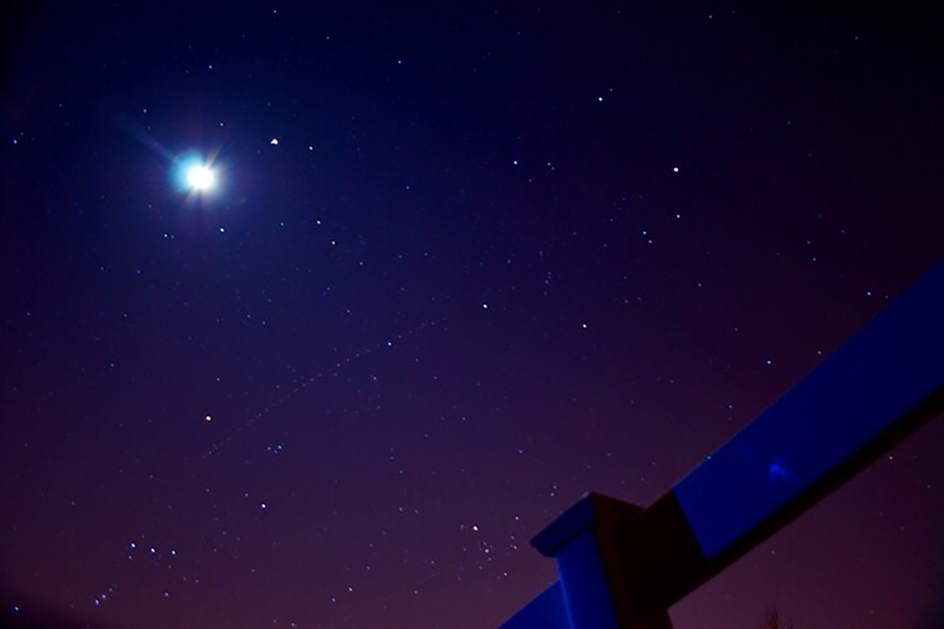 Moon and stars at night