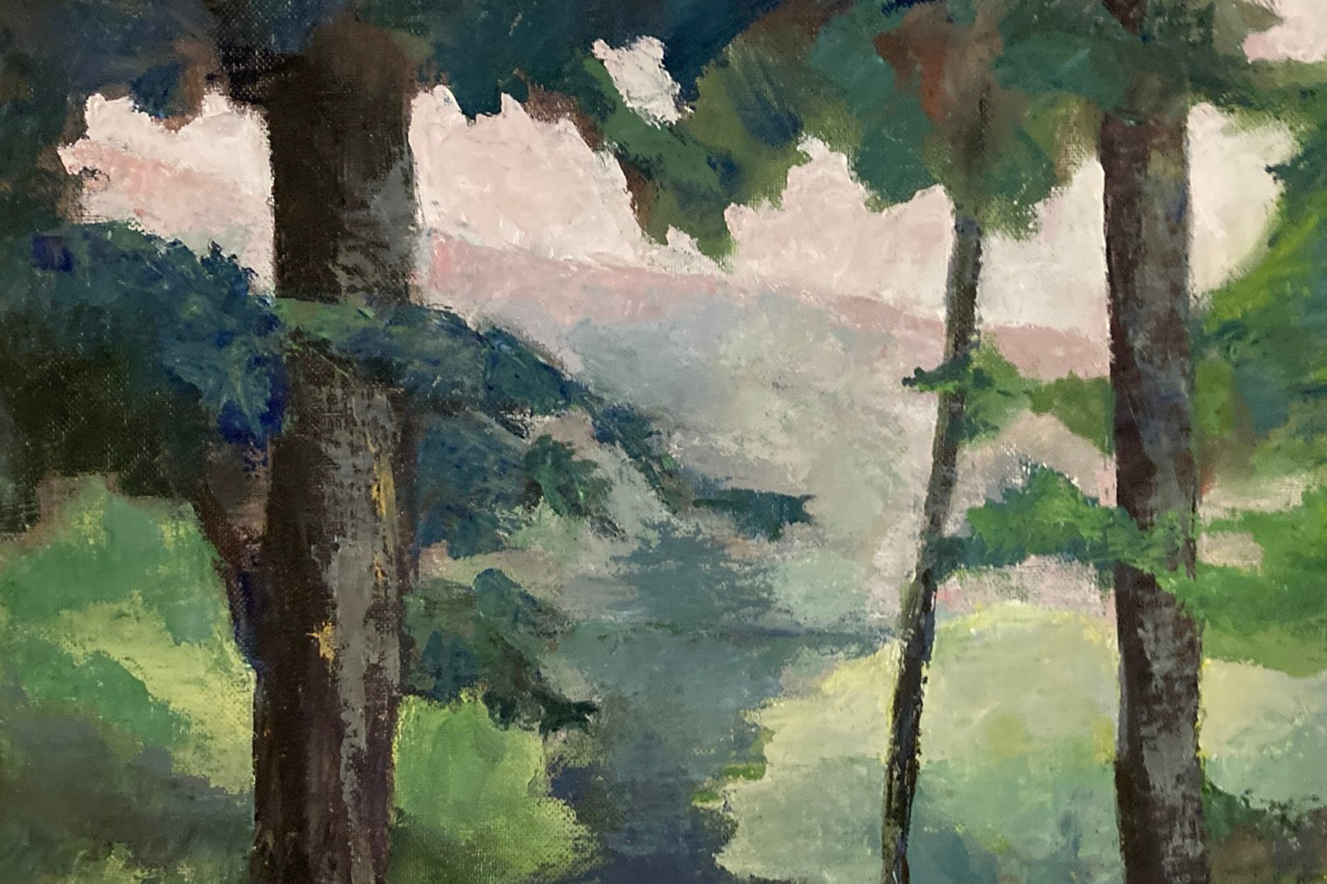 Painting of a forest of trees by Jeanette Atkinson