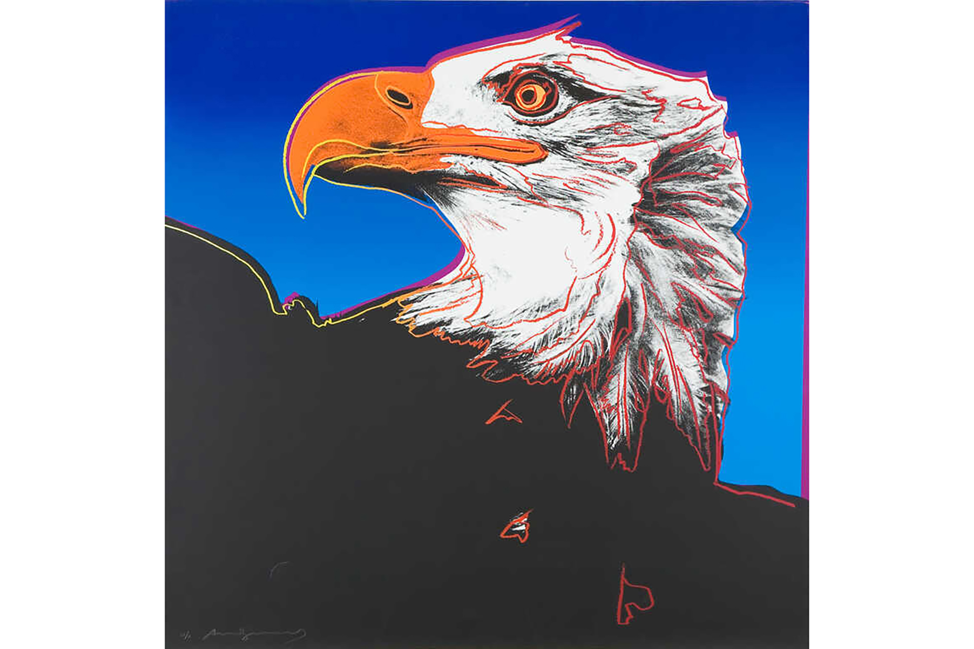 Andy Warhol's Bald Eagle set on a white background