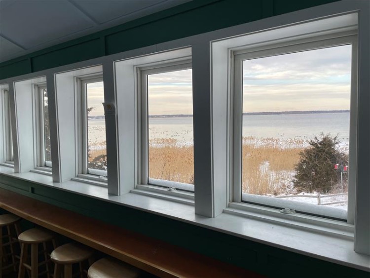 Indoor view of estuary through window