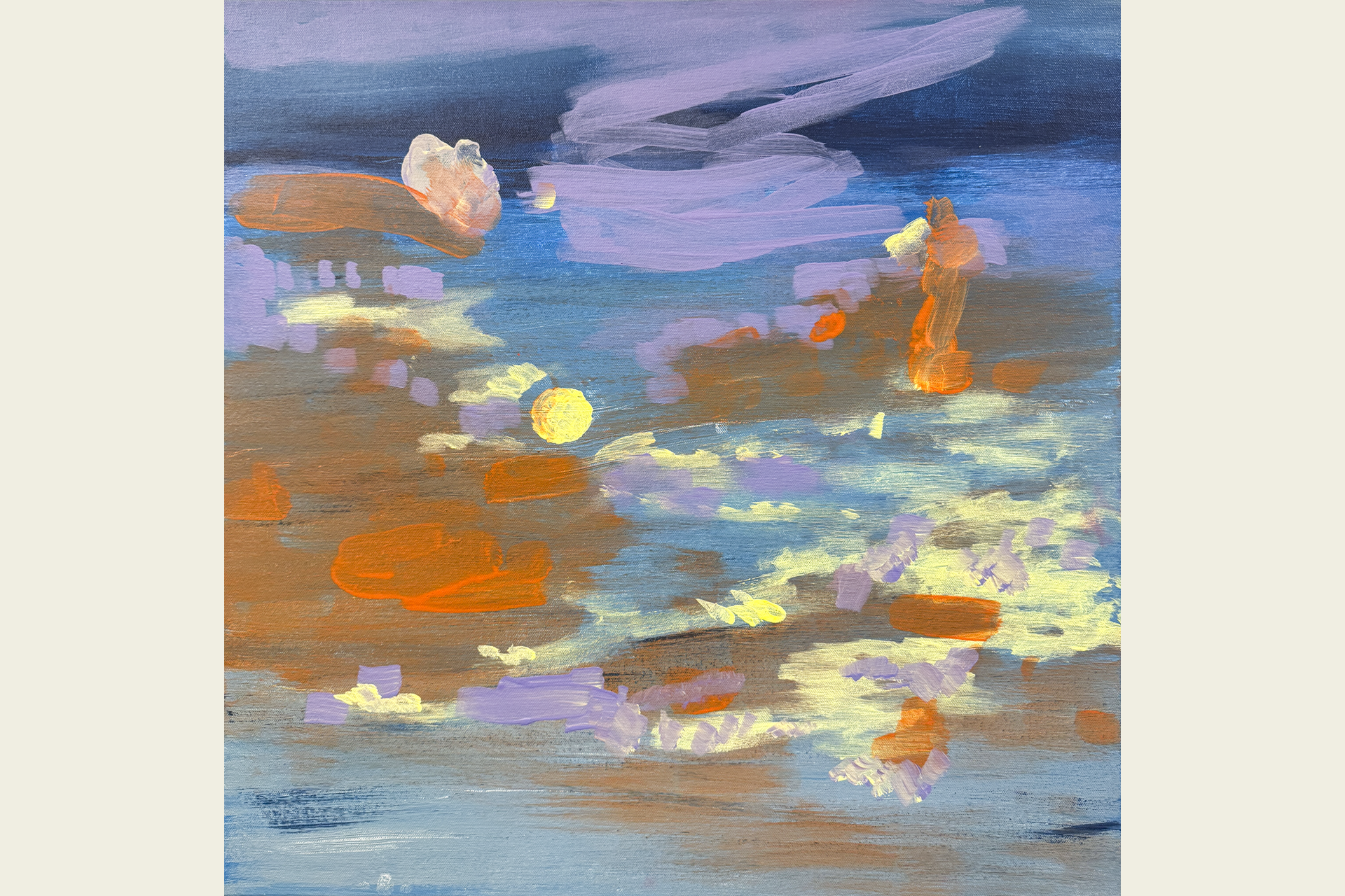 Colorful abstract painting of the sun in the sky