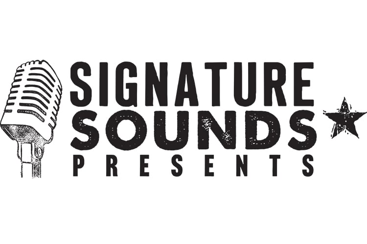 Logo with a microphone and star that reads "Signature Sounds Presents"