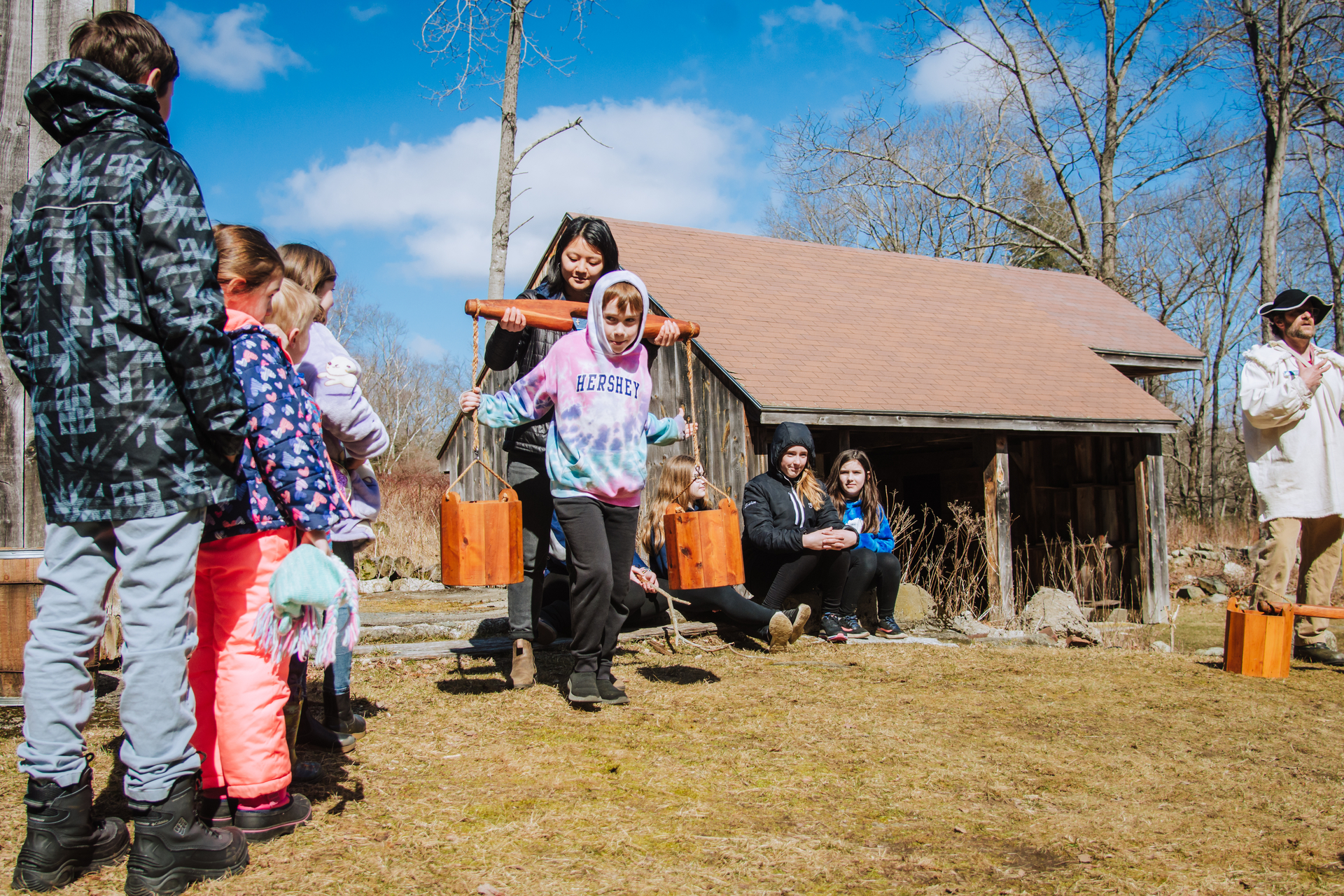 group of program participants doing an activity outdoors