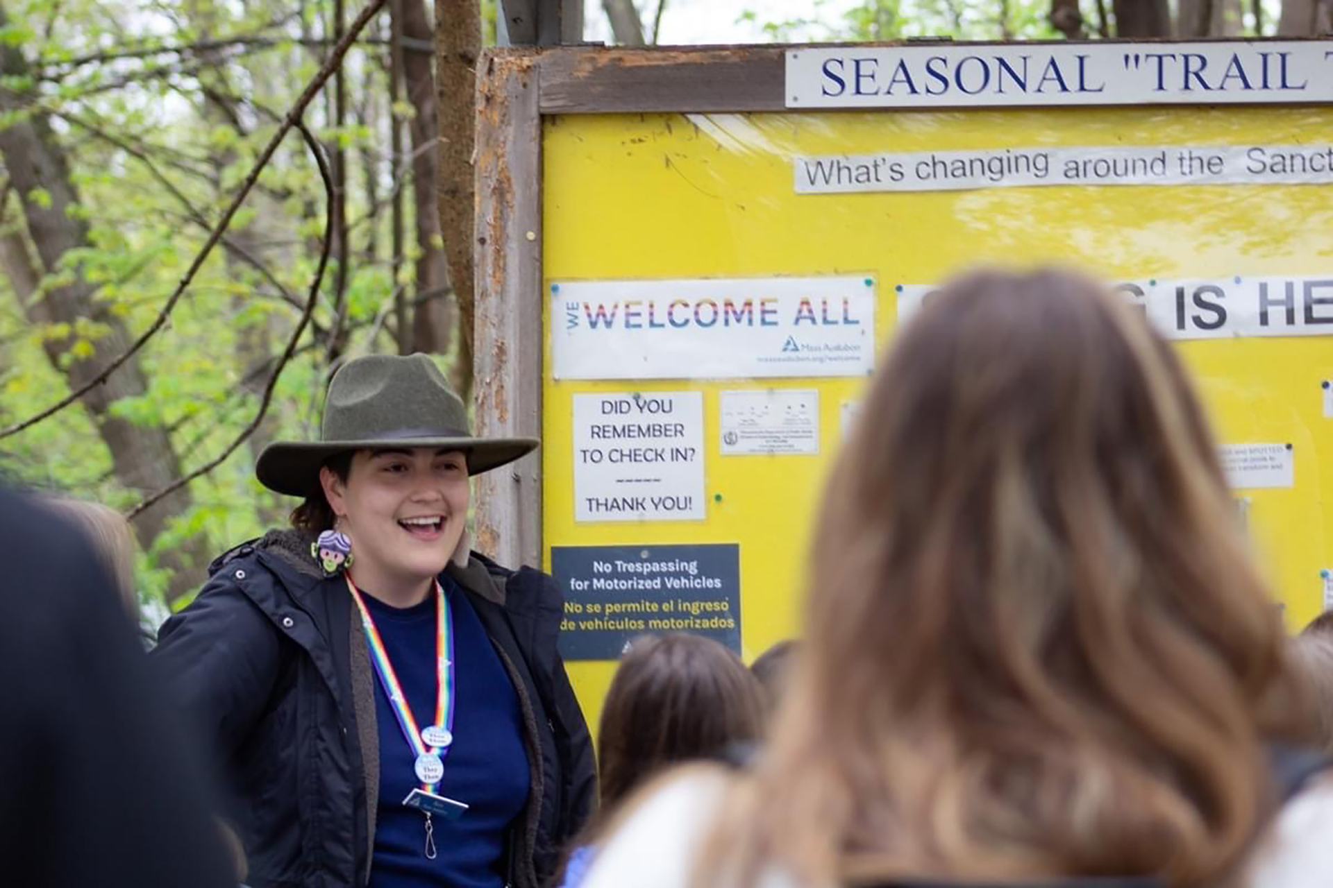 instructor leading a group of Adaptations students