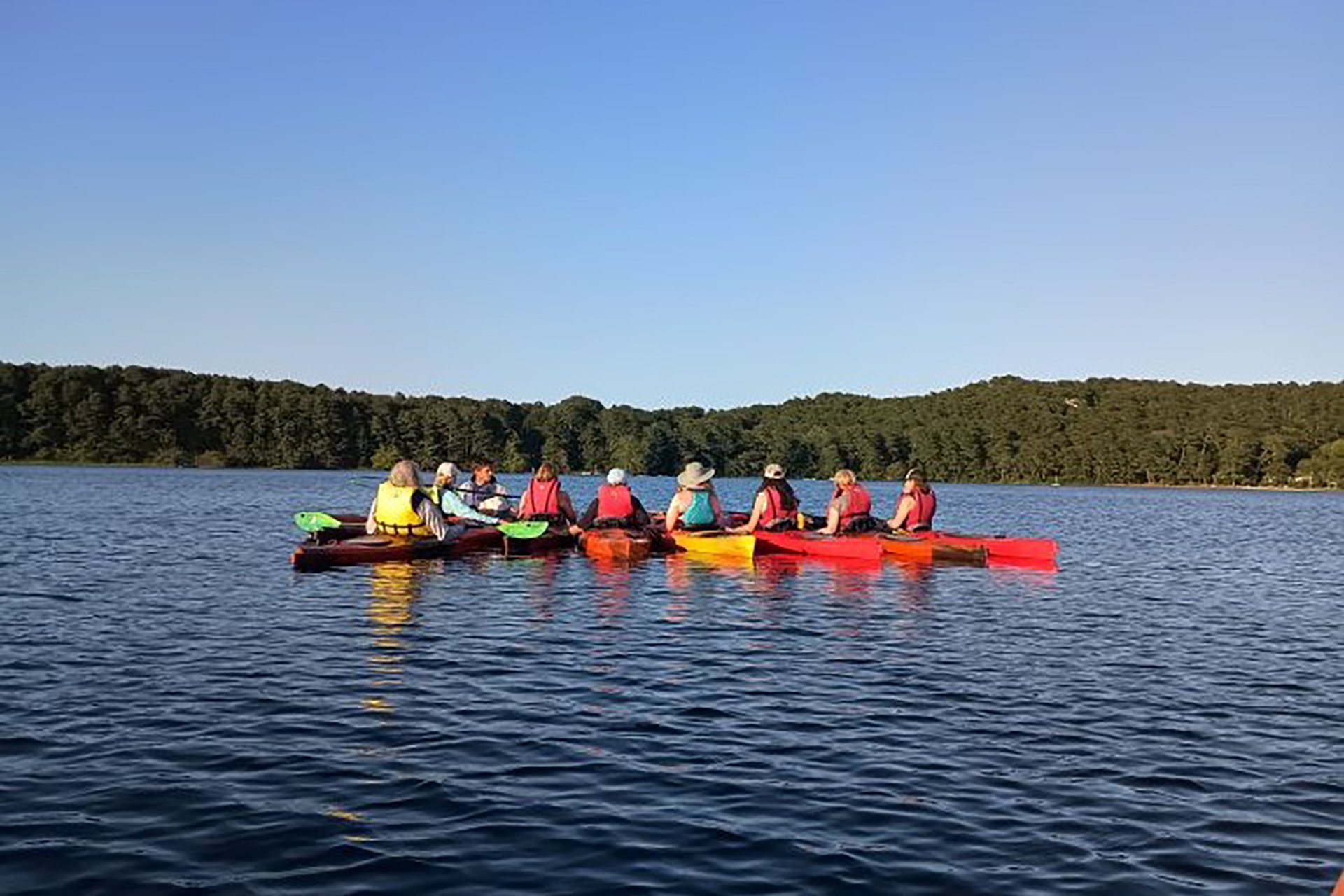 Group of kayakers on open water