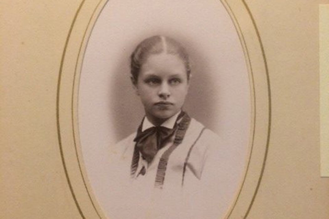 Old portrait of Minna Hall as a young woman courtesy of the Friends of Hall’s Pond.