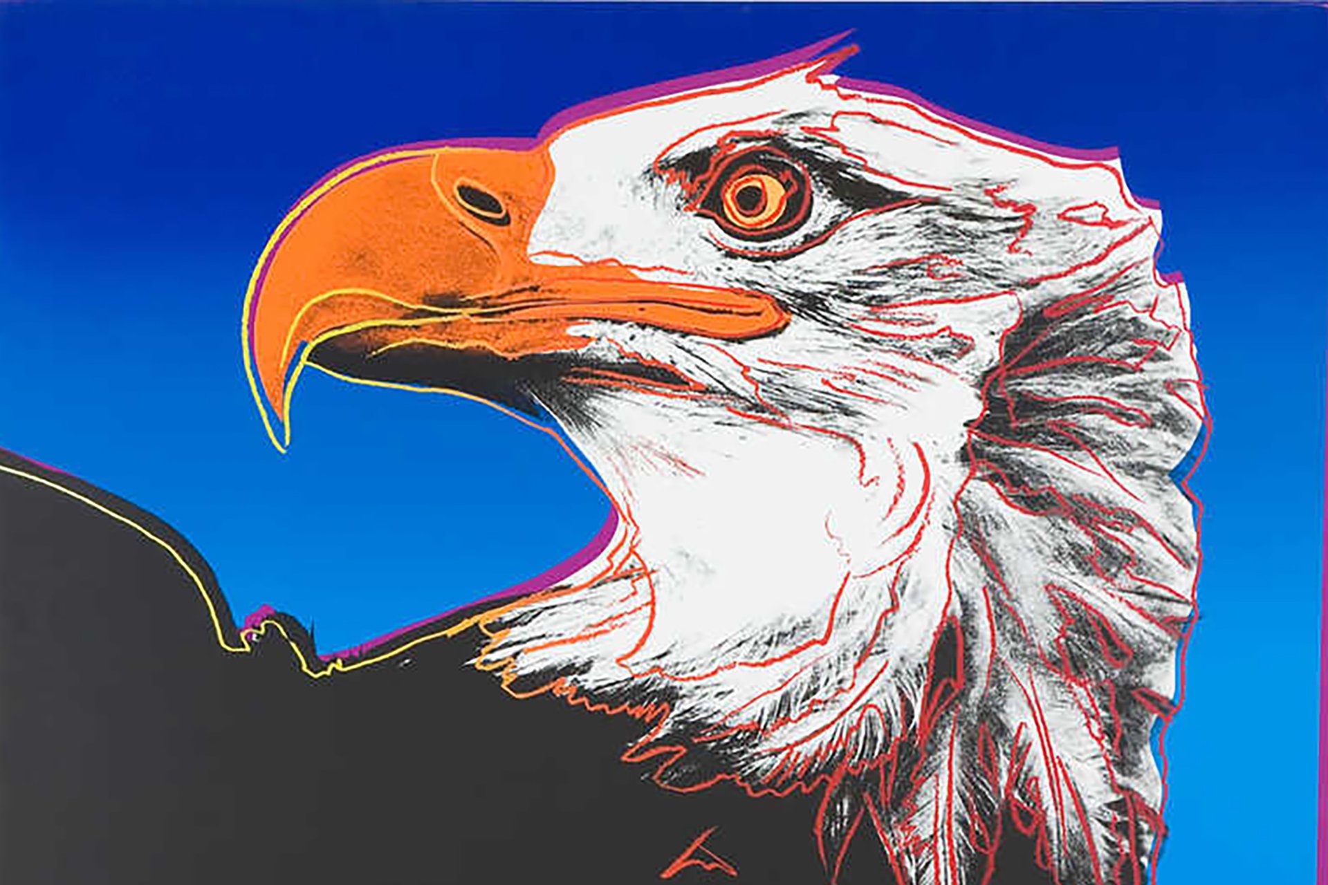 Andy Warhol's Bald Eagle cropped to the eagle's face