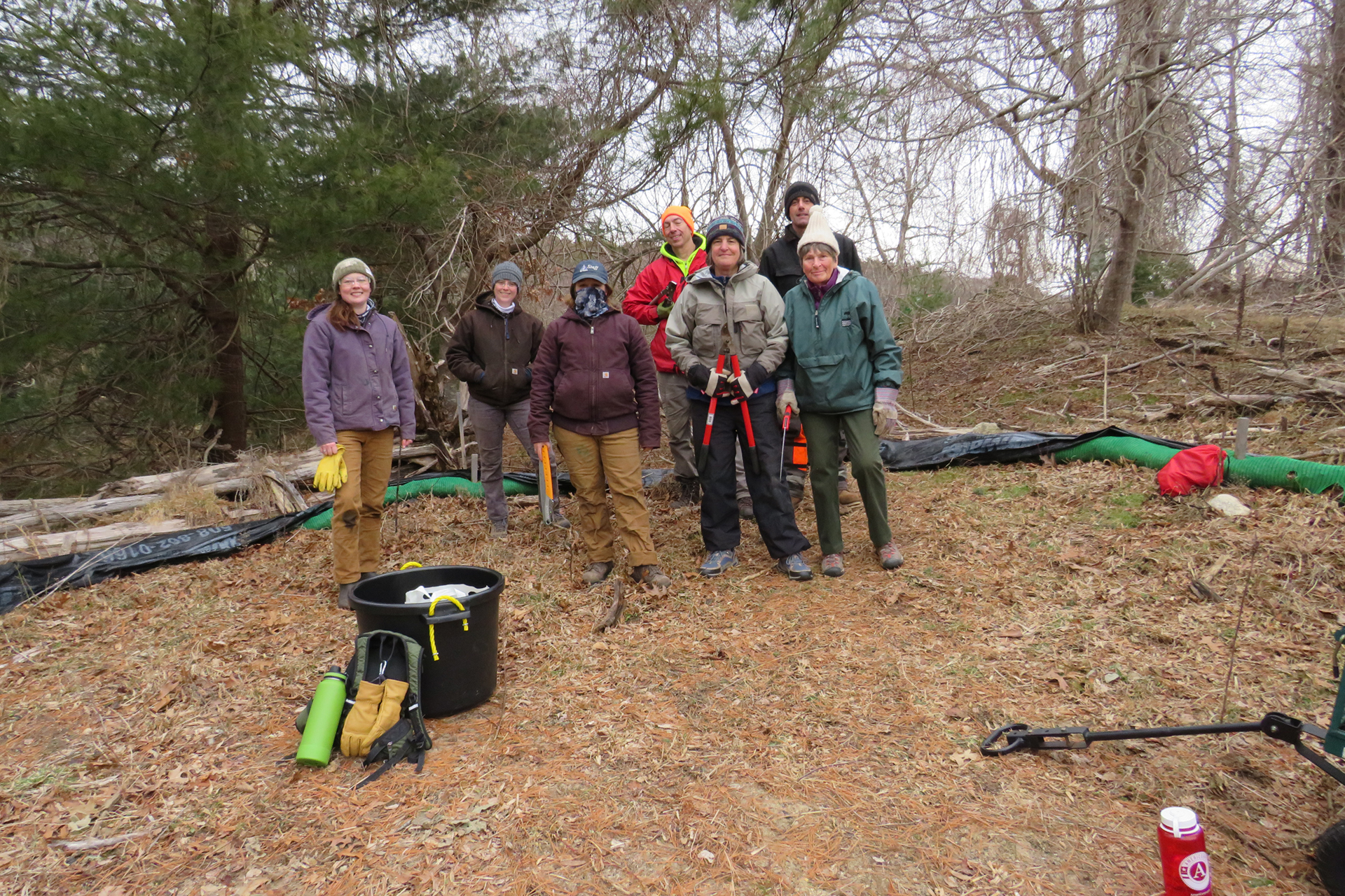 Volunteers posed for a group photo with their equipment