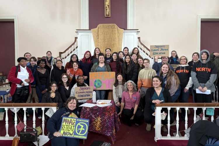 Group of student lobbyers with signs