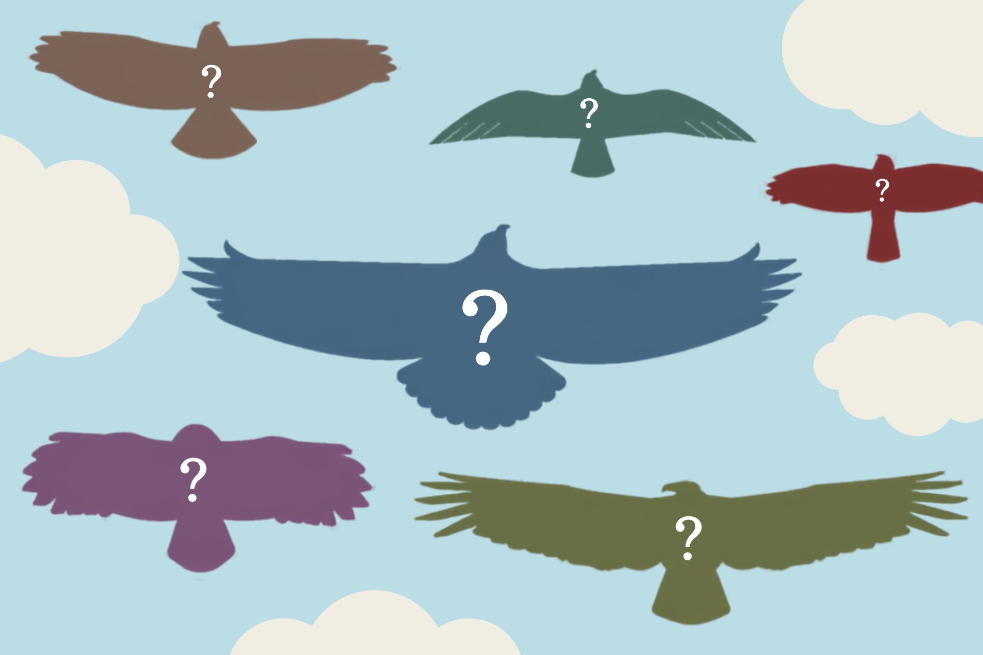 graphic of raptor shapes in sky