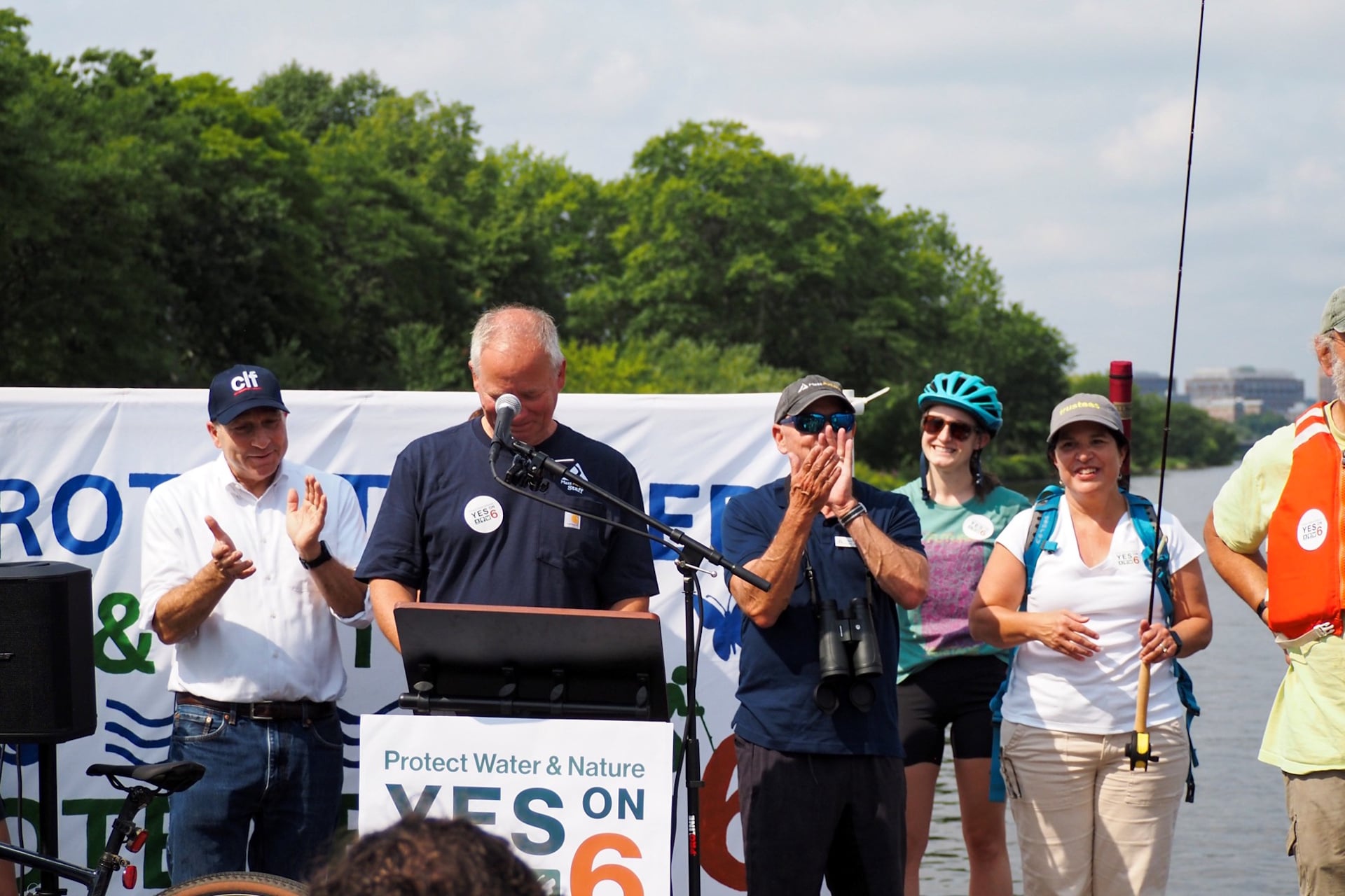 David O'Neill speaking at the Vote Yes on 6 rally in July 2026