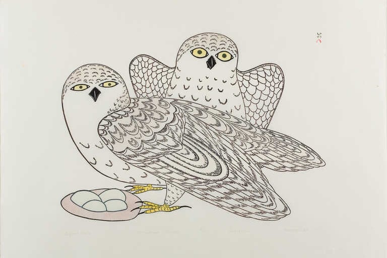 Defiant Owls, 1982. By Kananginak Pootoogook