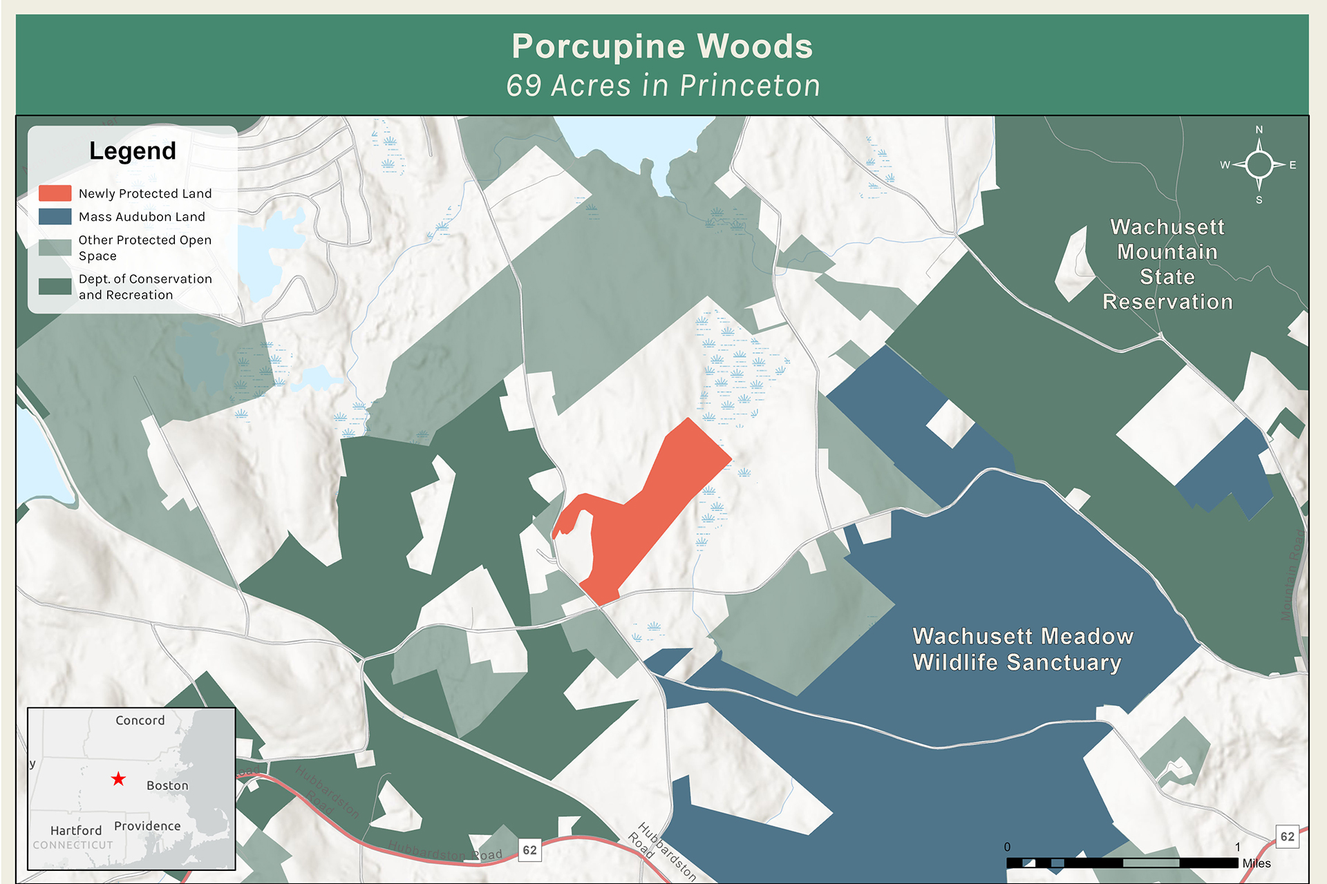 Map of conservation area protected by Porcupine Woods