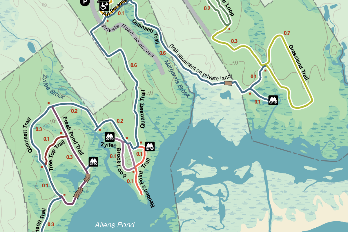 Close up of Allens Pond Trail Map