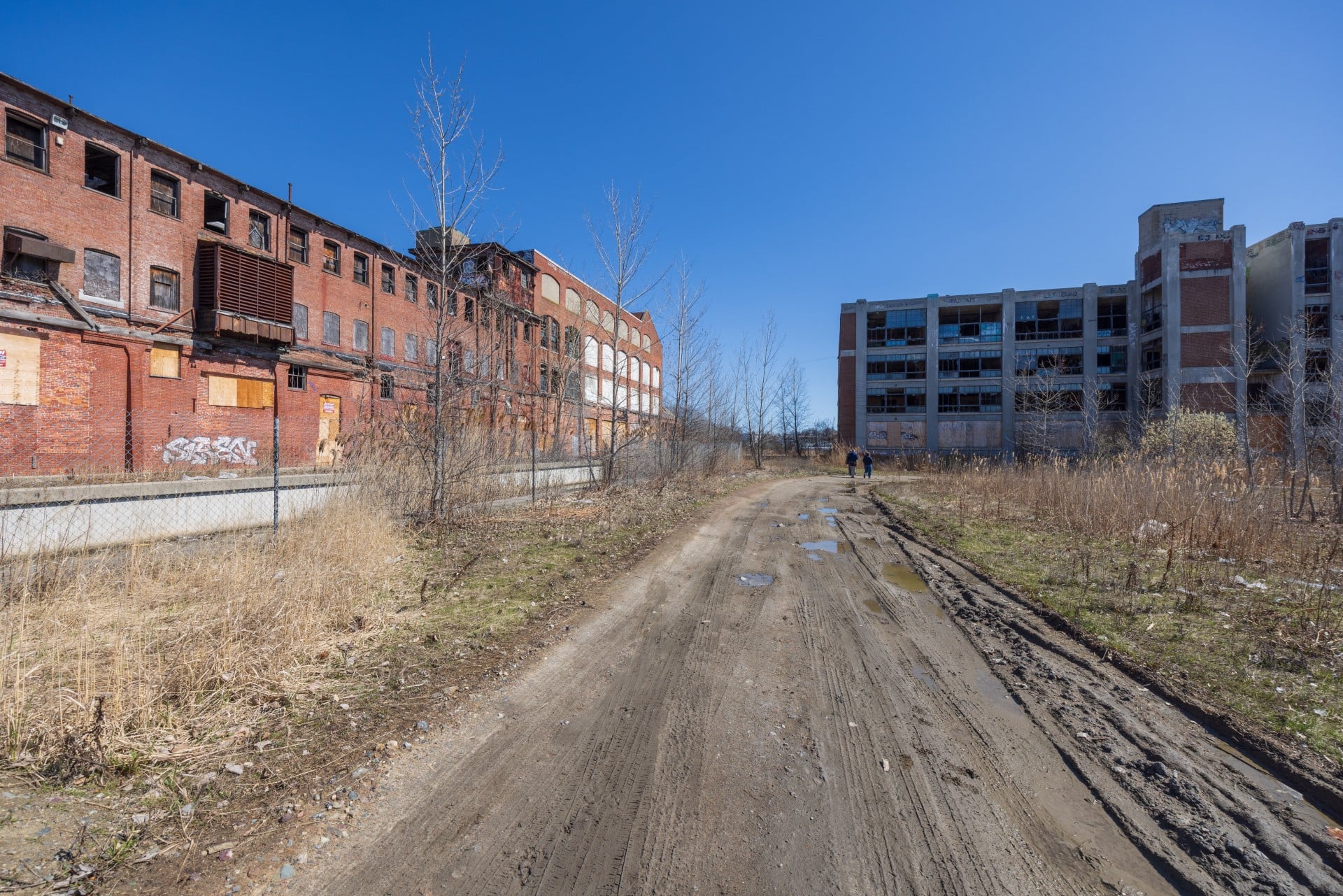 Abandoned buildings and degraded pathway